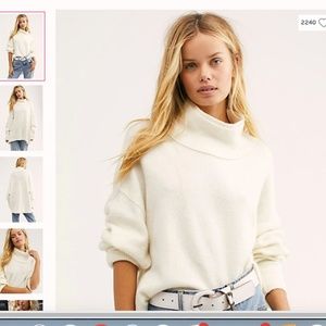 Free People Afterglow Mock Neck Sweater Ivory